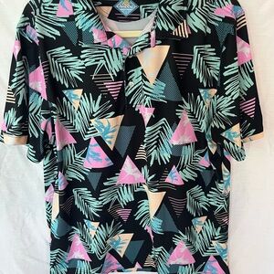 Chubbies Men Colorful Geometric Palm Tree Polo Resort Vacation Size: Medium
